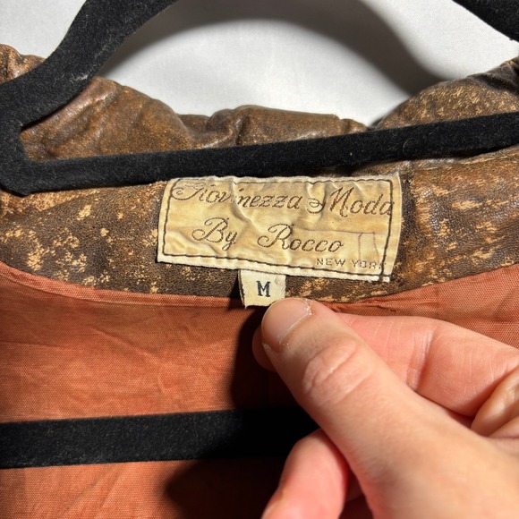 VTG Brown Leather Fringe Jacket Moto Crop Boho Western Rodeo Sz M Distressed SEE - Picture 3 of 9